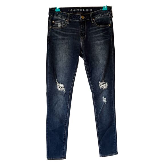 Articles of Society Dark Wash Distressed Skinny Jeans Size 26 - Picture 1 of 11